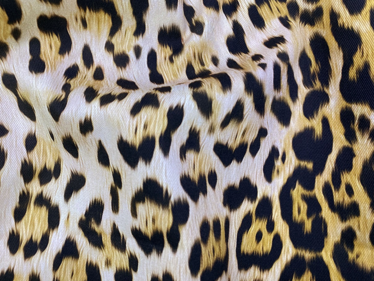 Ткань Джинса  бежевого цвета с принтом леопард 12625 3