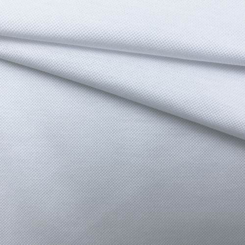 Ткань Трикотаж  белого цвета однотонный пике 38082