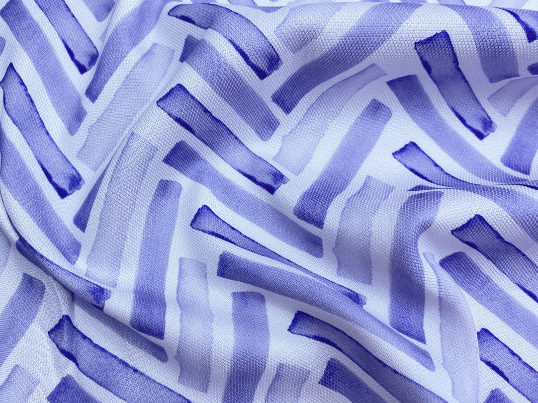 Ткань Вискоза белого цвета с принтом    фиолетовый паркет  17551 3