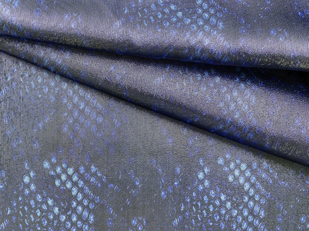 Ткань Шёлк синего цвета с принтом  питон с люрексом 46478 1