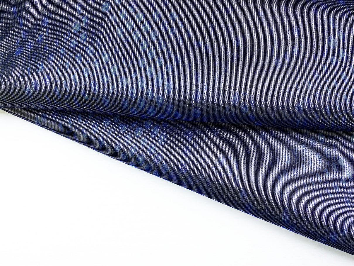 Ткань Шёлк синего цвета с принтом  питон с люрексом 46478 4
